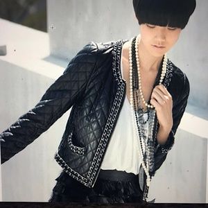 HAUTE HIPPIE Quilted Leather Jacket NWOT/sz S